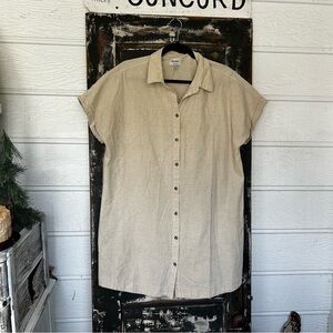 Beige Button-Up T-Shirt Dress